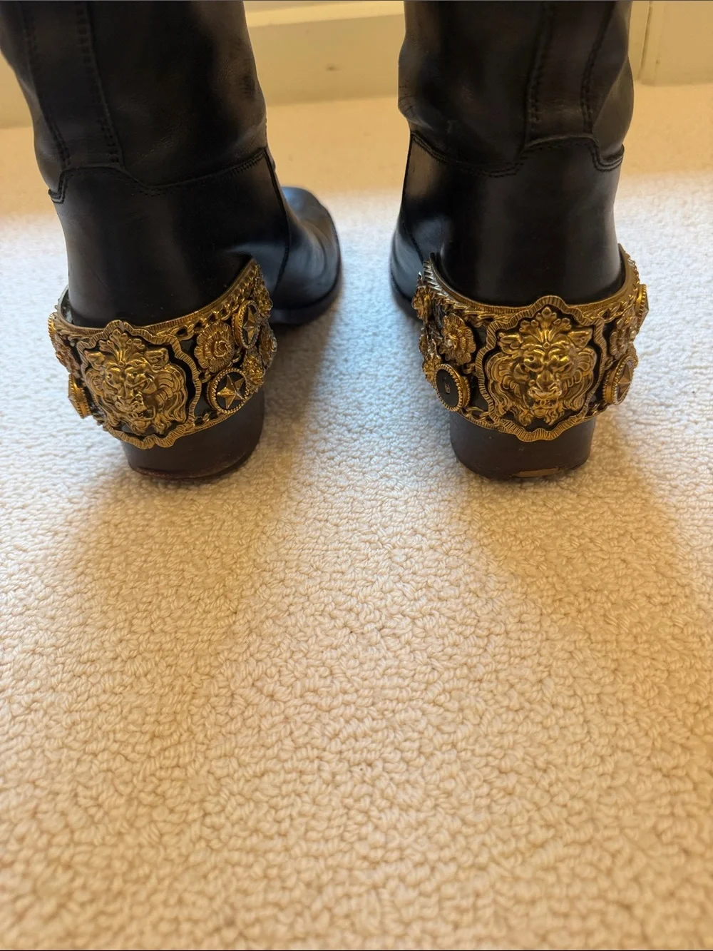 CHANEL Black Over-the-Knee Leather Riding Boots